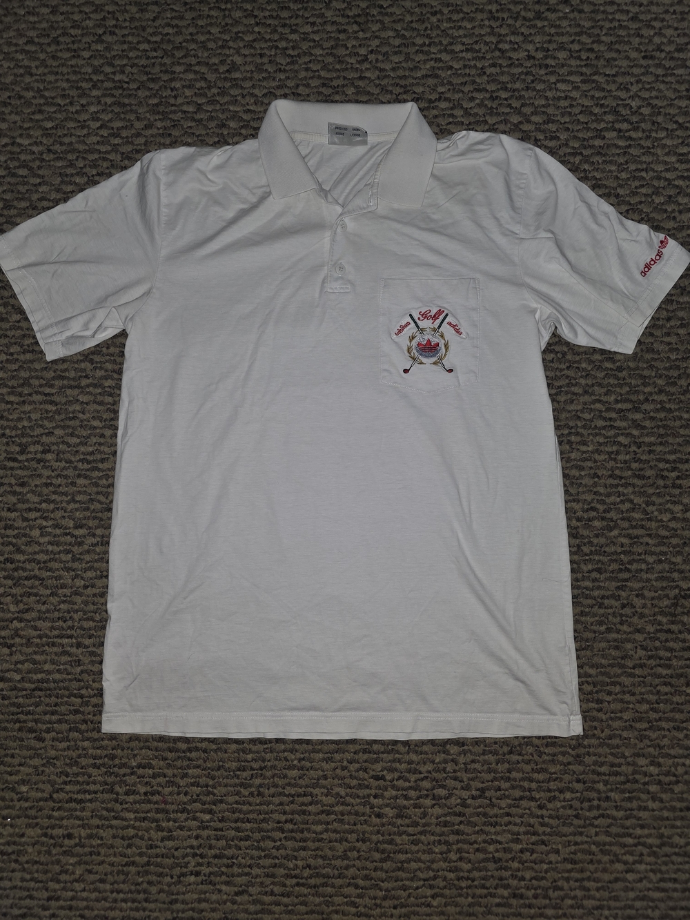 adidas White Polo with Red Embroidered Golf Crest